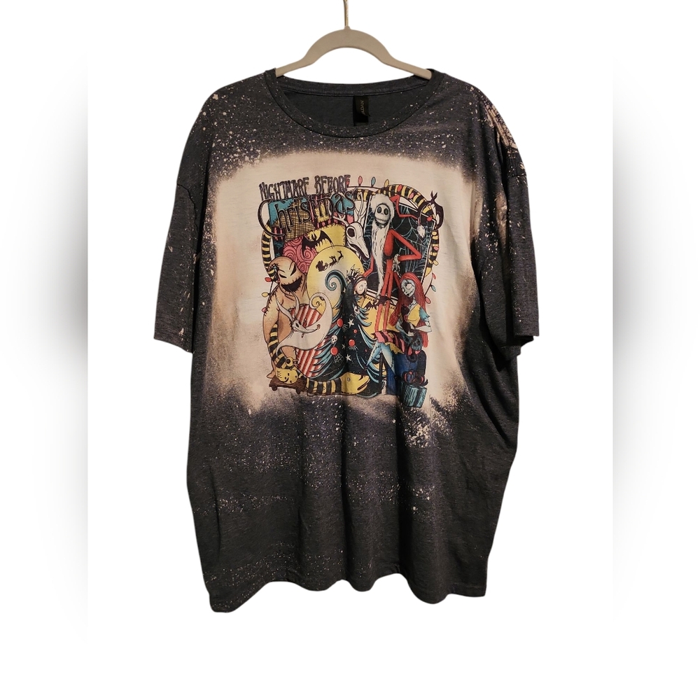 Tim Burton Nightmare Before Christmas Bleached Sublimation Plus Size T Shirt